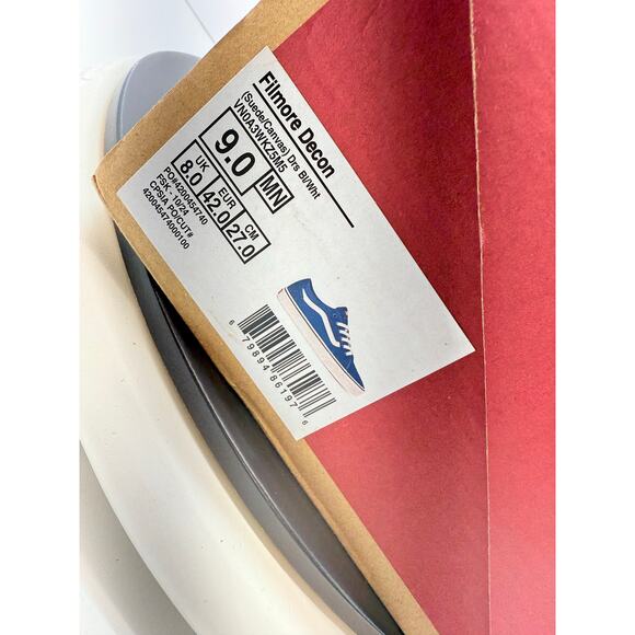 Vans Filmore Decon Mens Size 9 Navy Blue Suede Canvas Low Skate Casual Shoes NEW - Picture 3 of 8